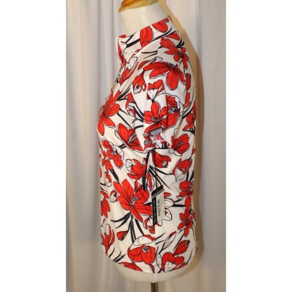 NEW Tail Women’s SMALL Hester SS Golf Polo Shirt Red Crocus Floral 1/4-Zip - Picture 5 of 7